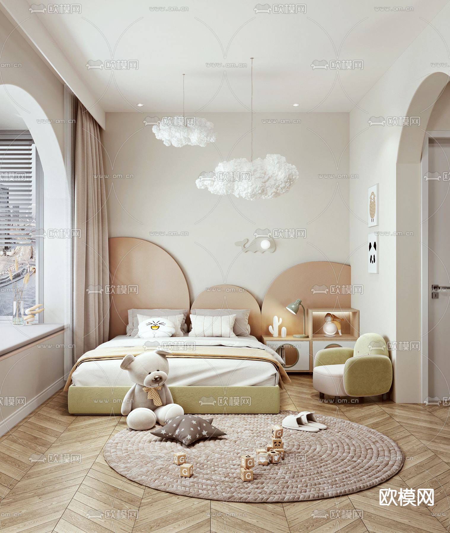 现代轻奢儿童房3d模型下载