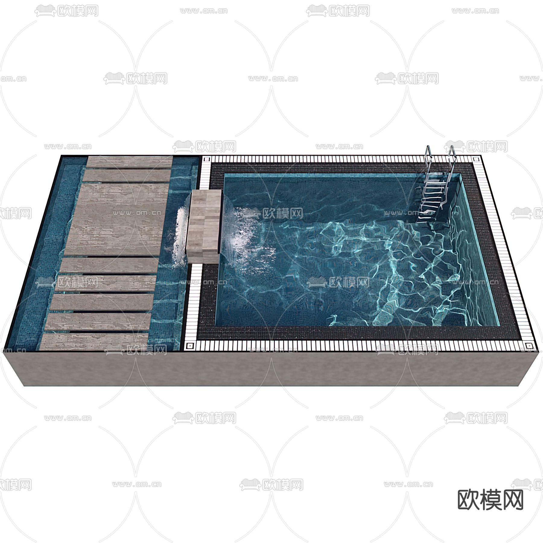 现代户外游泳池3d模型