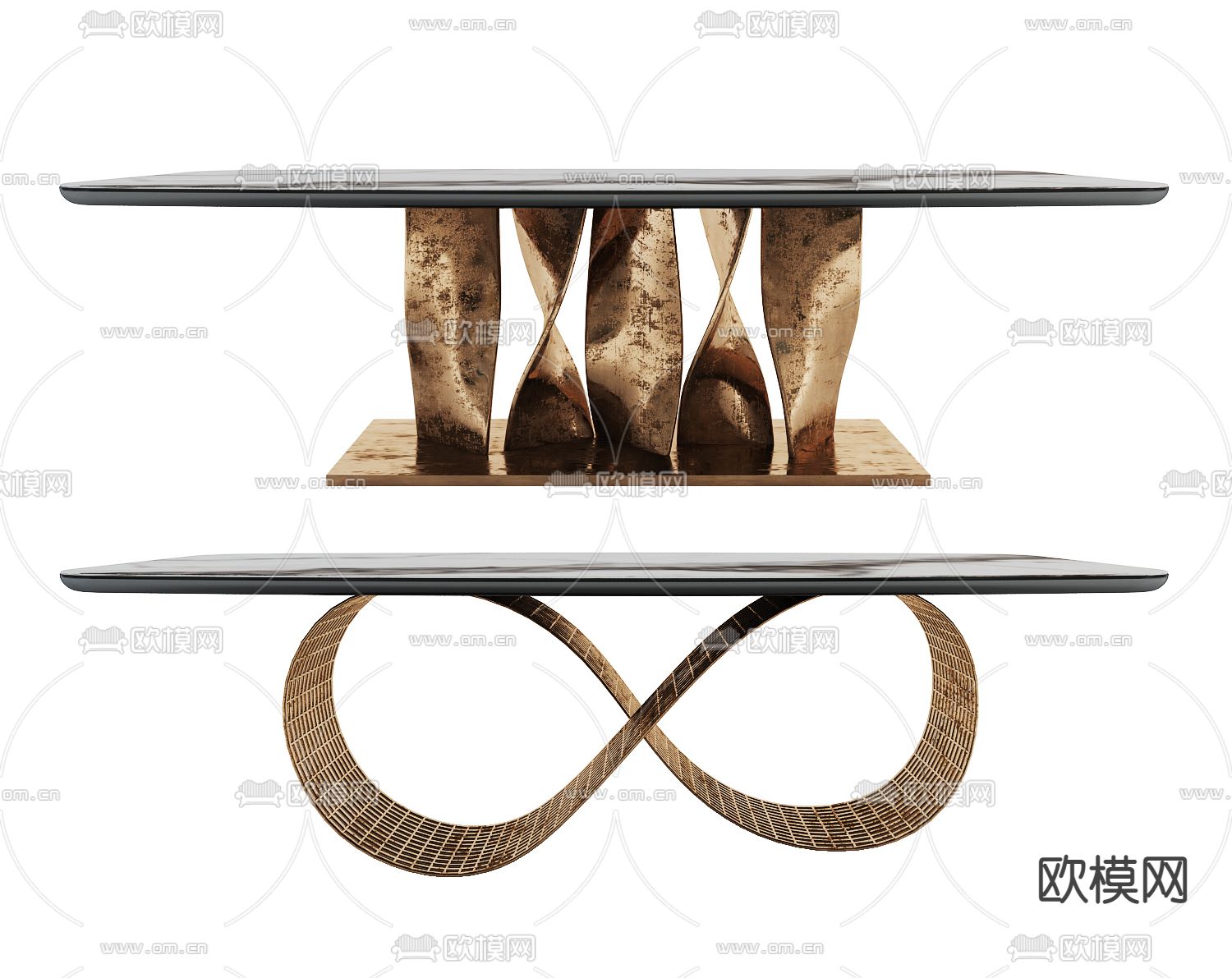 后现代条形餐桌3d模型下载