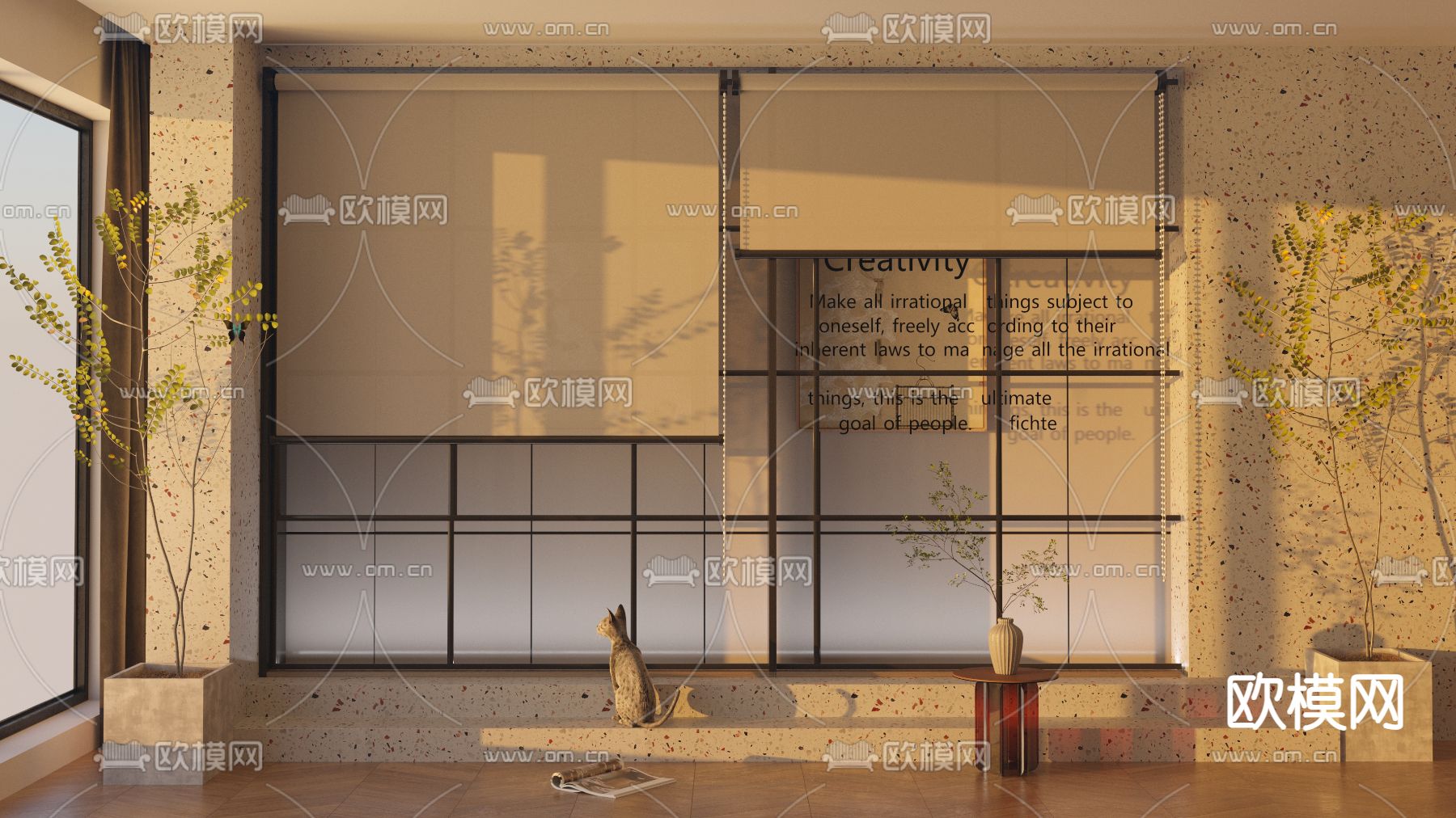 现代卷帘窗帘3d模型