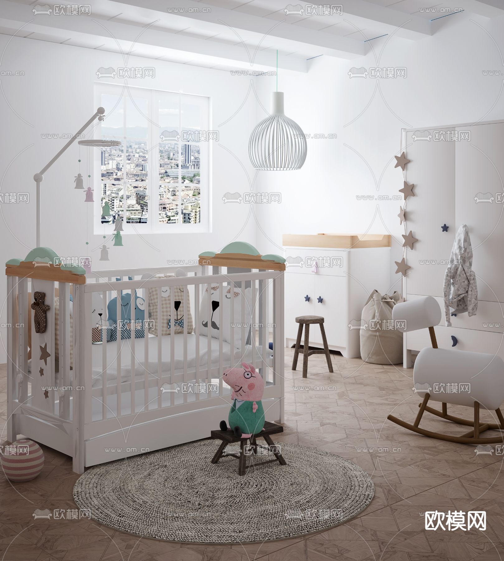 现代婴儿床3d模型