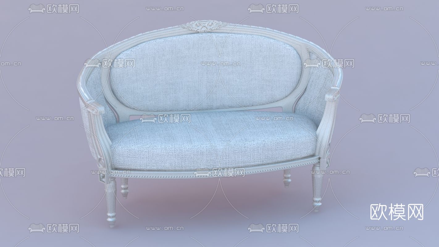 欧式双人沙发免费3d模型下载