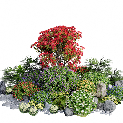  现代花草丛植物su模型 