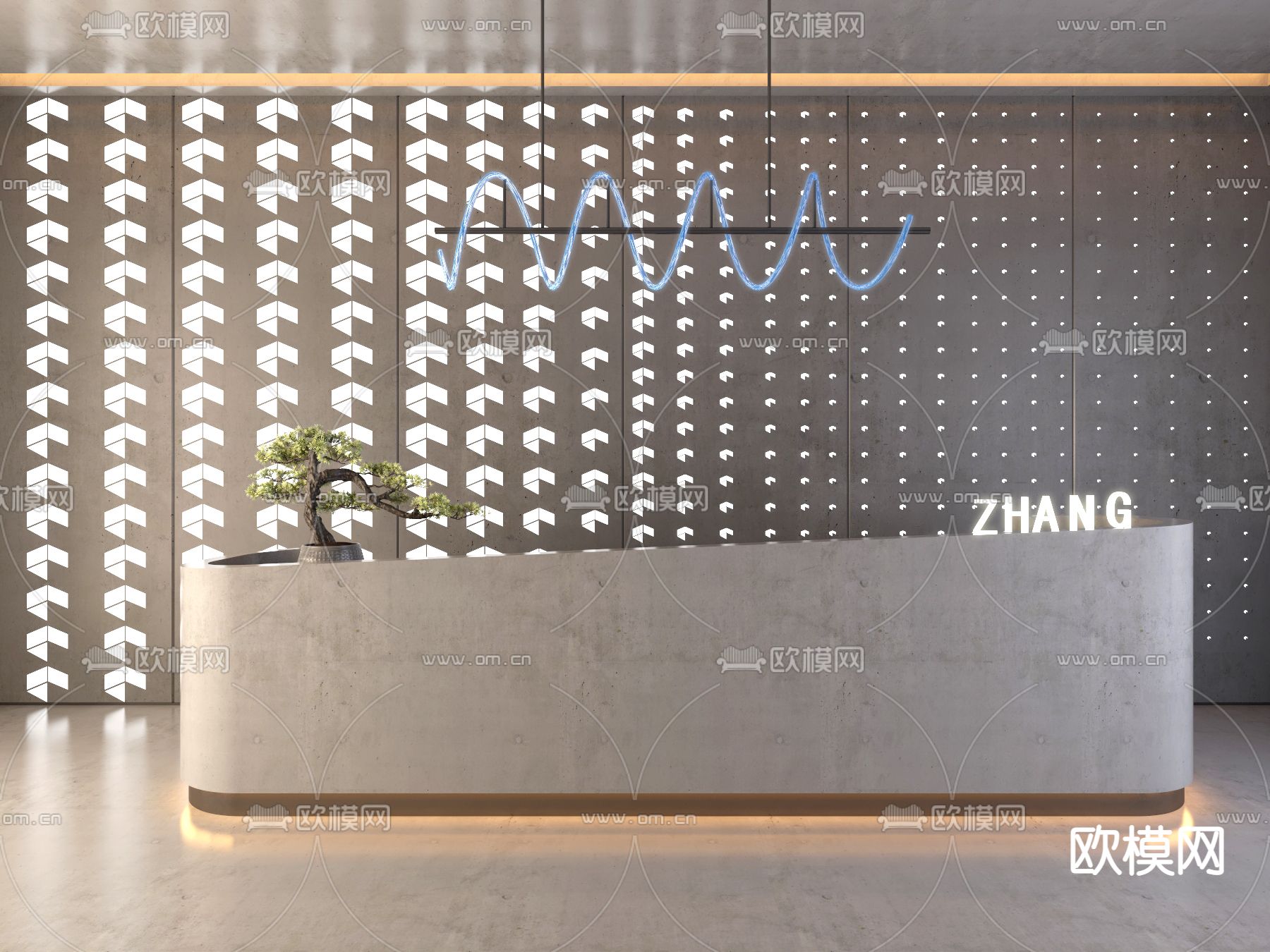 现代前台接待台3d模型