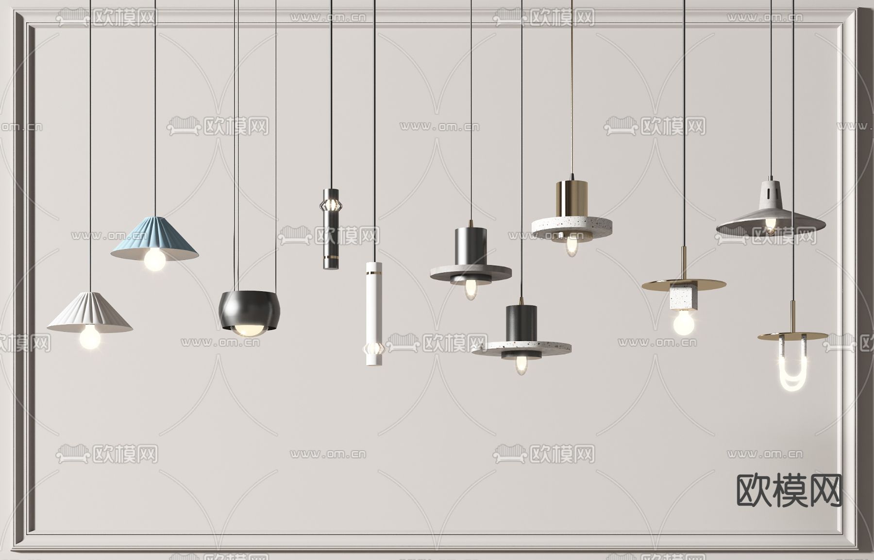 现代轻奢金属吊灯3d模型下载