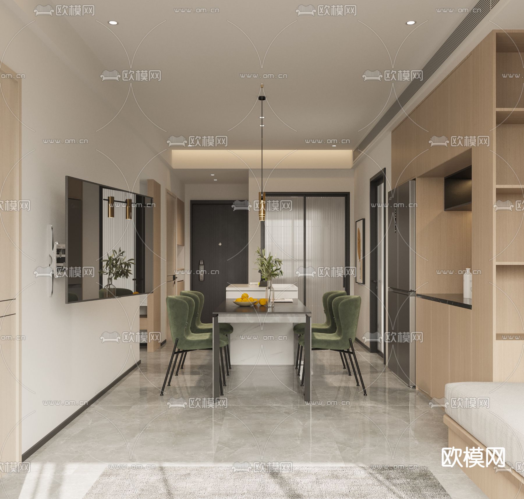 北欧客餐厅3d模型下载（渲染图3）