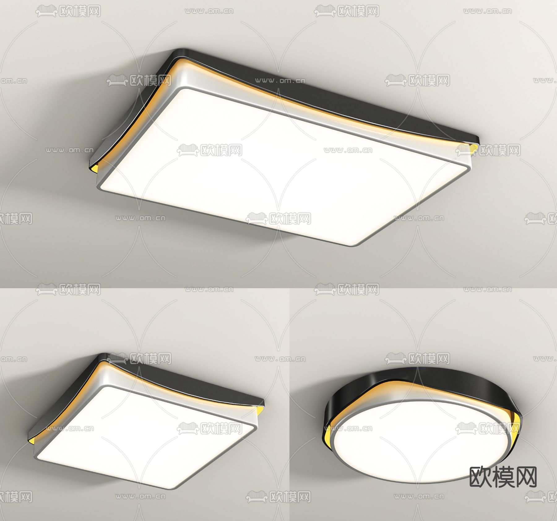 现代几何吸顶灯3d模型下载
