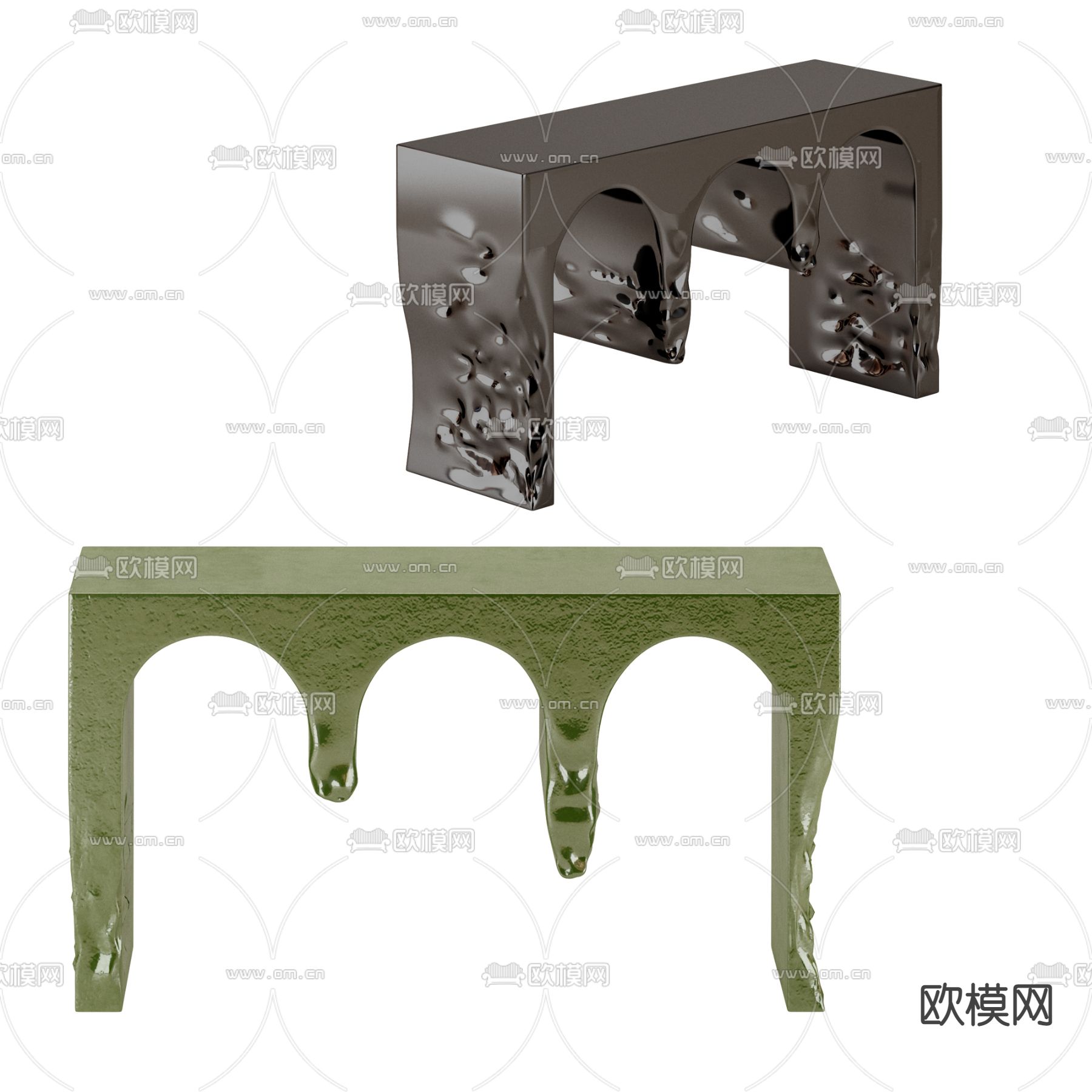 后现代艺术端景条案3d模型