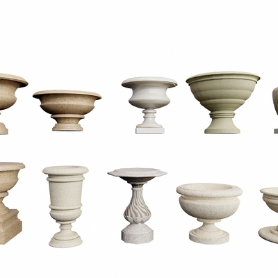  欧式花坛花钵su模型 