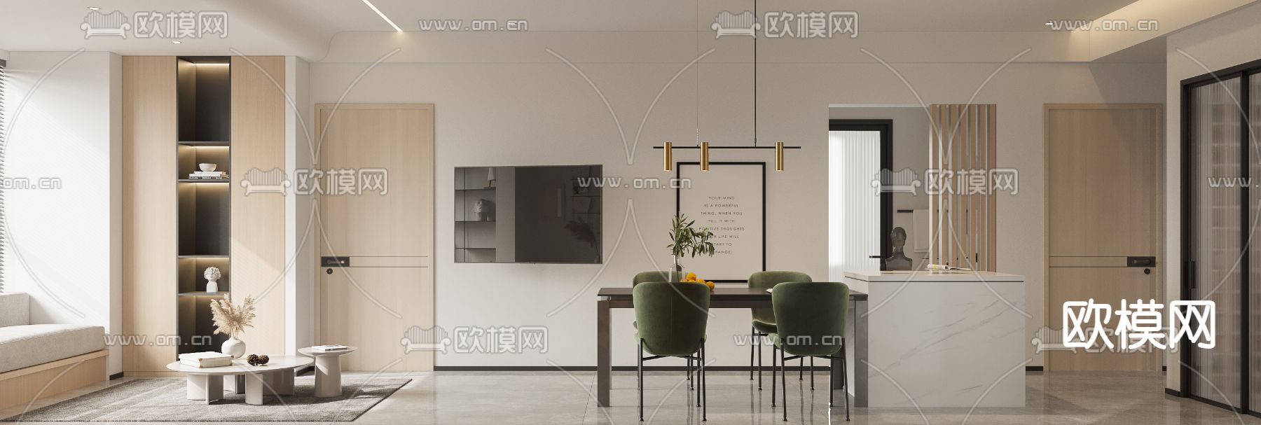 北欧客餐厅3d模型下载（渲染图2）
