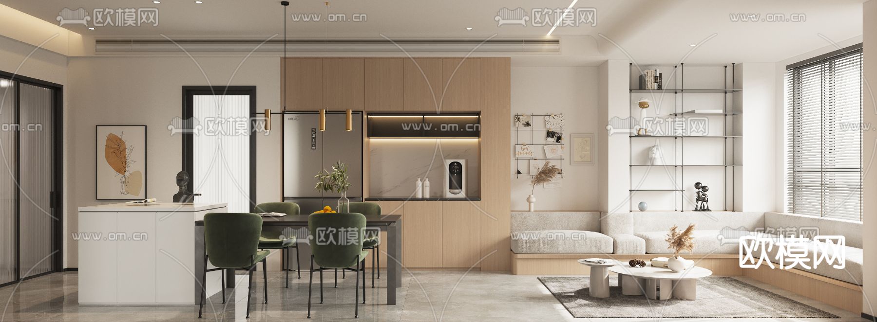 北欧客餐厅3d模型下载（渲染图1）