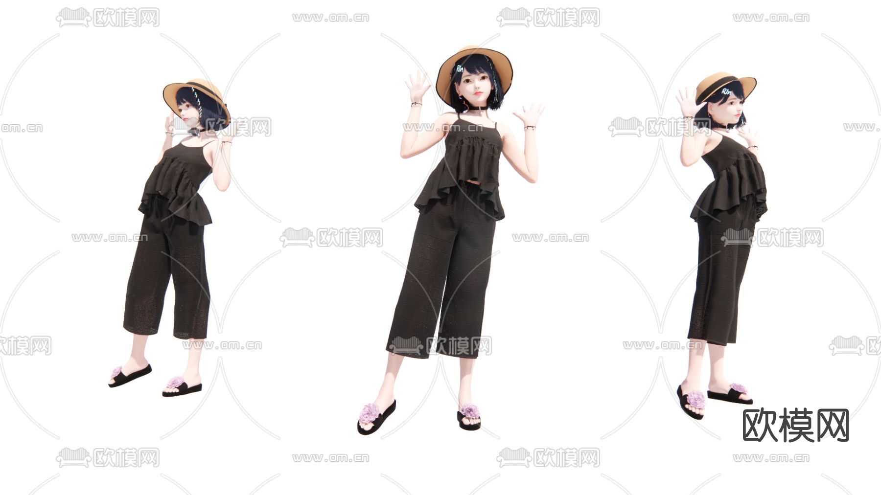 现代美女人物su模型下载（渲染图1）