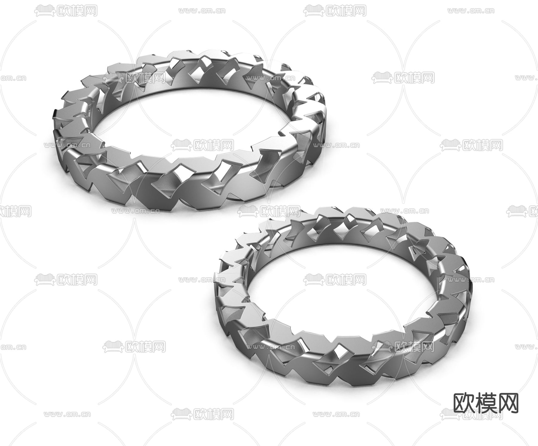 现代银戒指3d模型下载