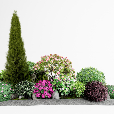  现代花草丛植物su模型 