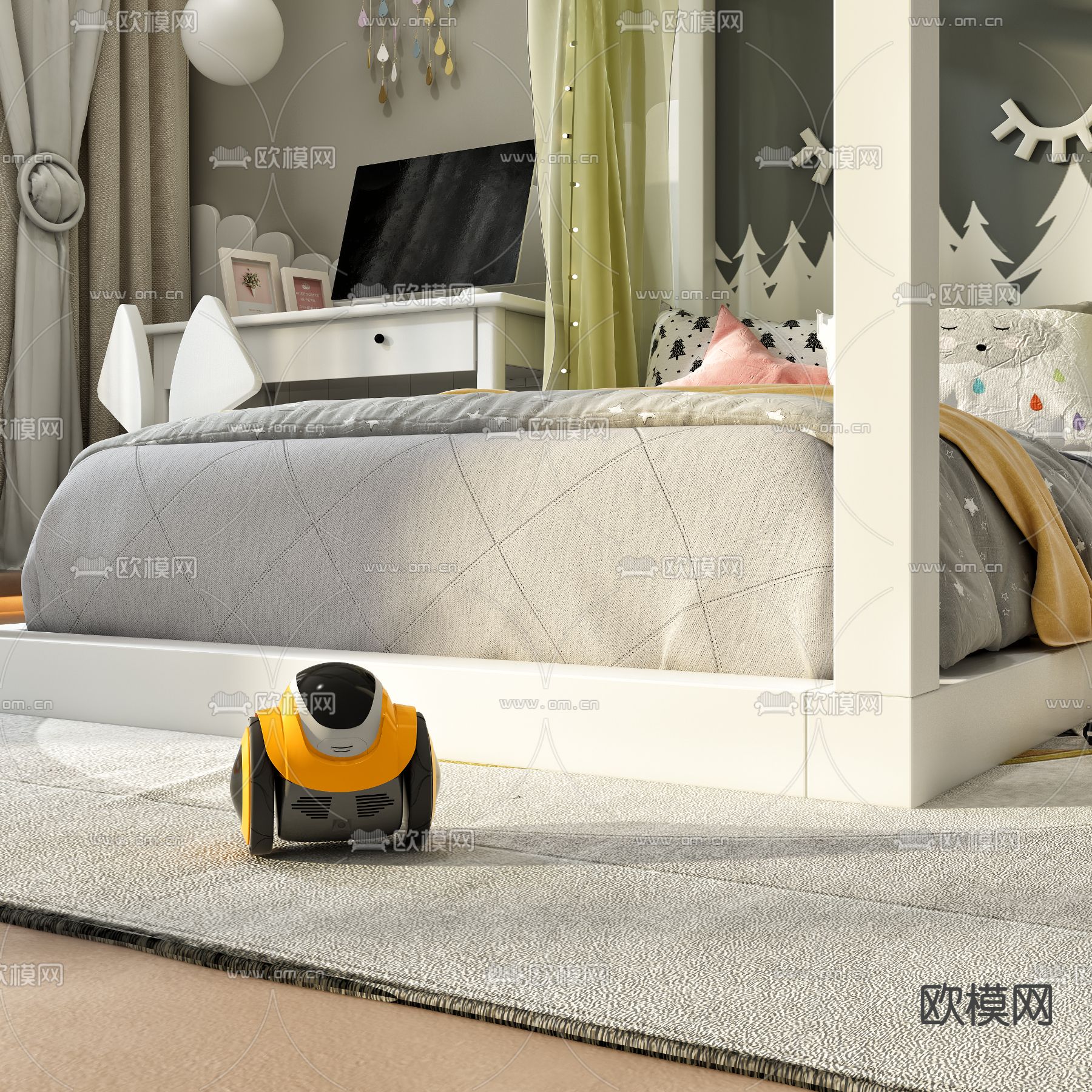 现代儿童床3d模型