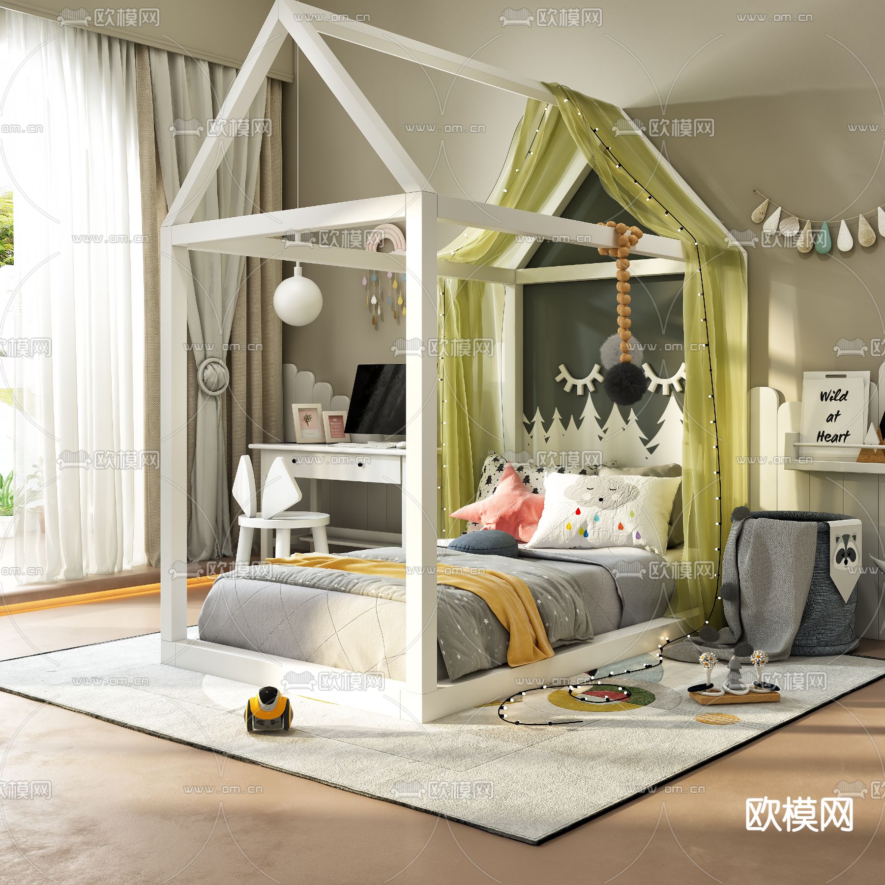 现代儿童床3d模型