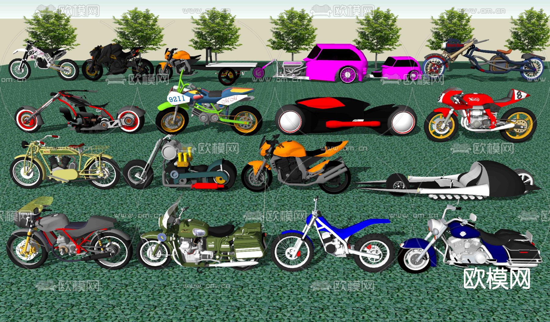 现代摩托车su模型下载