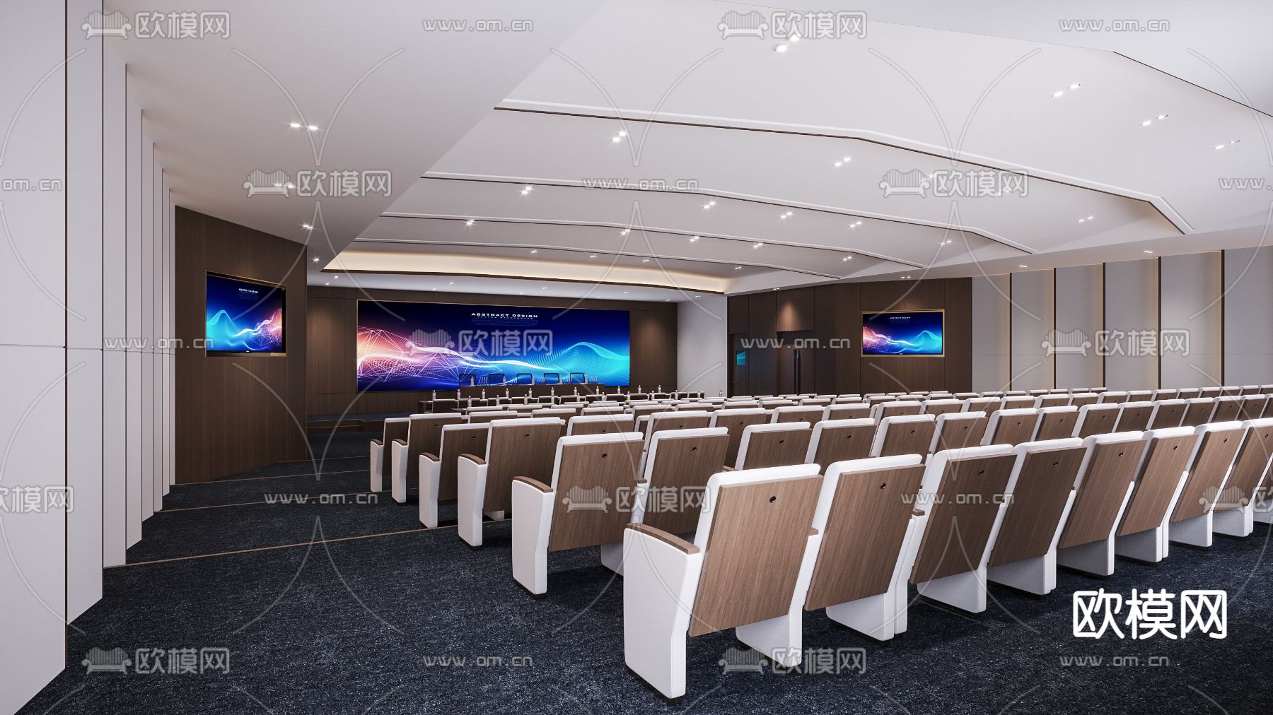 现代酒店报告厅大会议室3d模型下载（渲染图1）