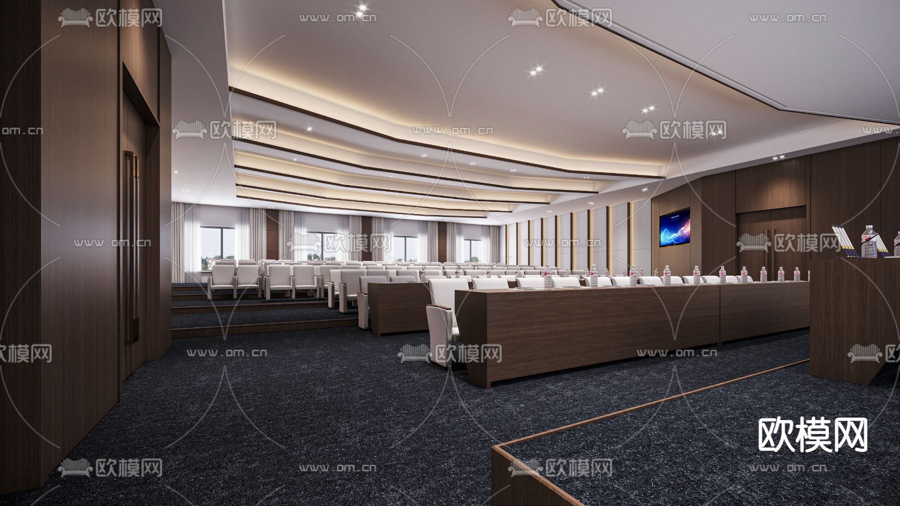 现代酒店报告厅大会议室3d模型下载（渲染图3）