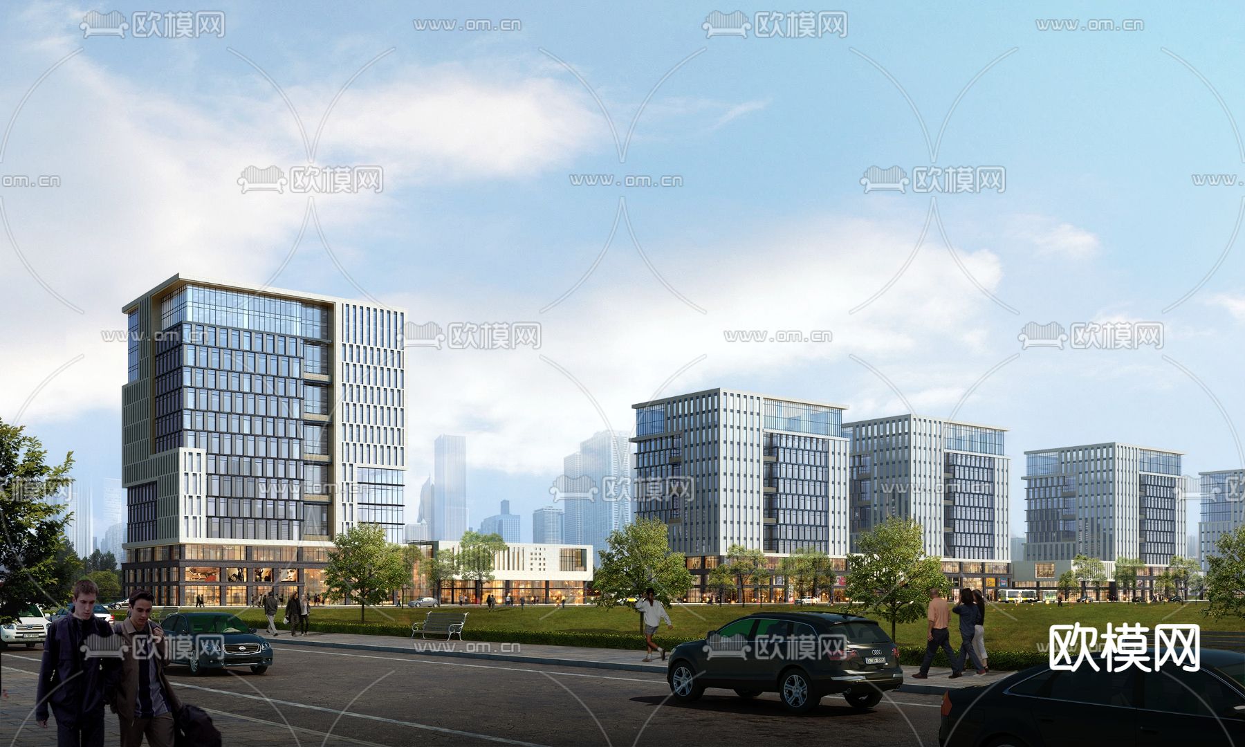 现代高层办公楼外观3d模型
