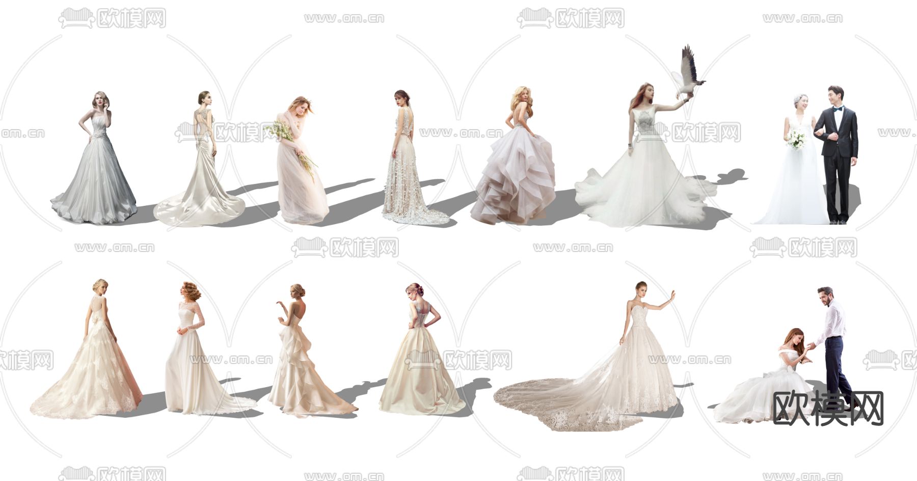 现代婚礼人物su模型下载