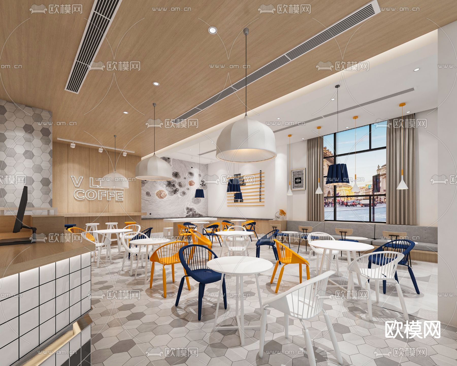 北欧咖啡厅3d模型下载（渲染图2）