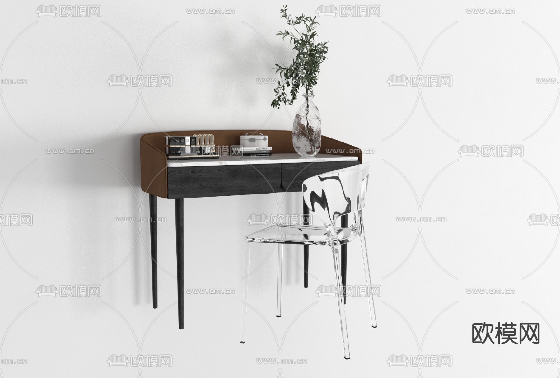 现代简约书桌椅免费3d模型下载