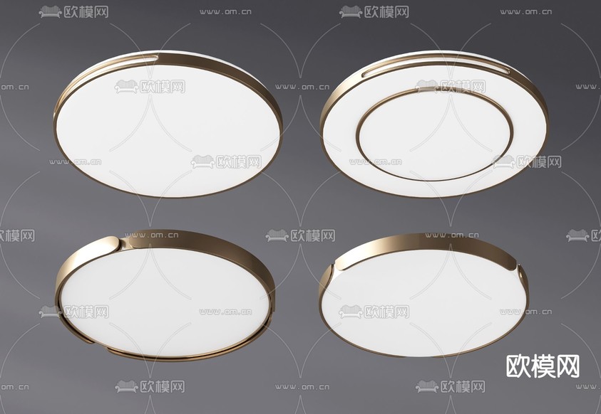 现代圆形金属吸顶灯3d模型下载