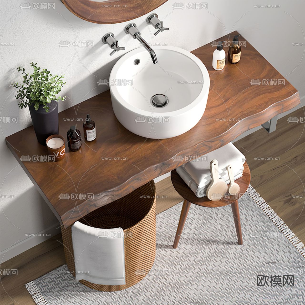 现代浴室洗手台3d模型