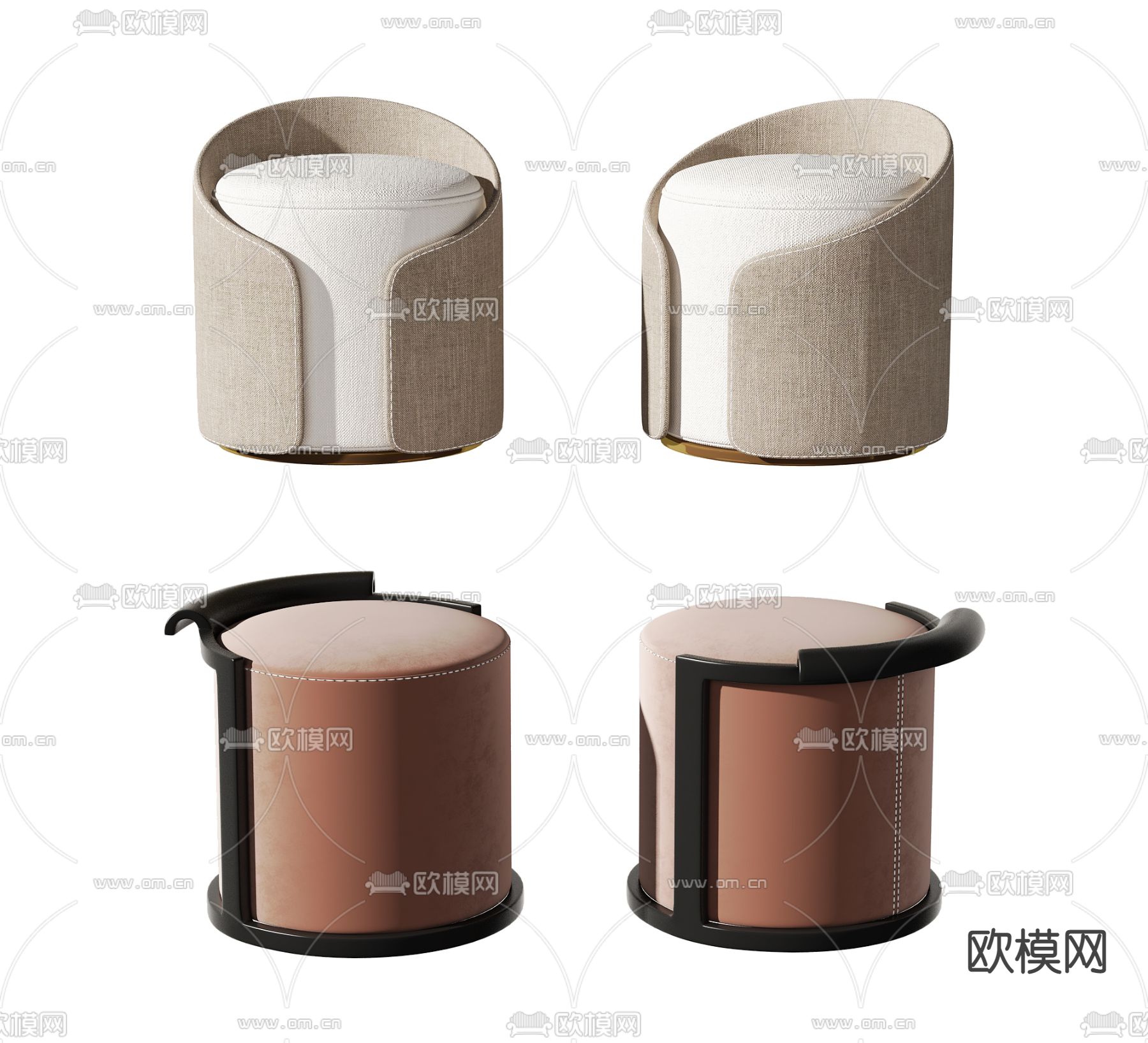 现代布艺圆凳3d模型