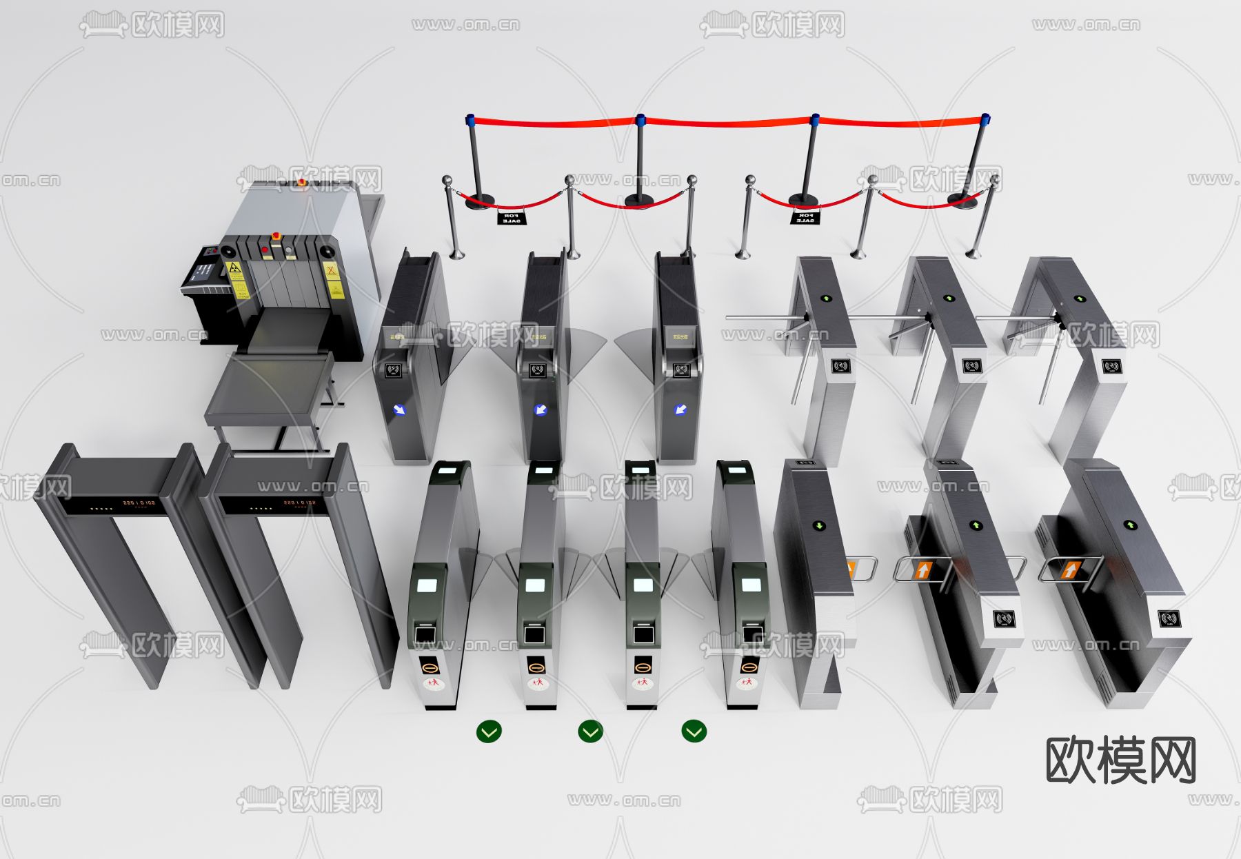 现代门禁安检闸机门su模型下载（渲染图1）