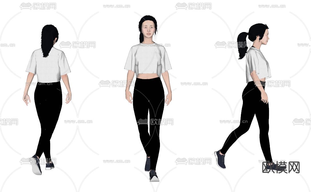 现代美女人物su模型下载（渲染图2）