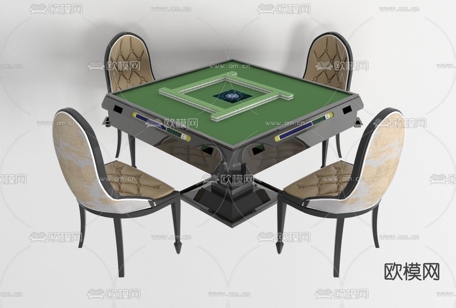 简欧麻将桌椅免费3d模型下载