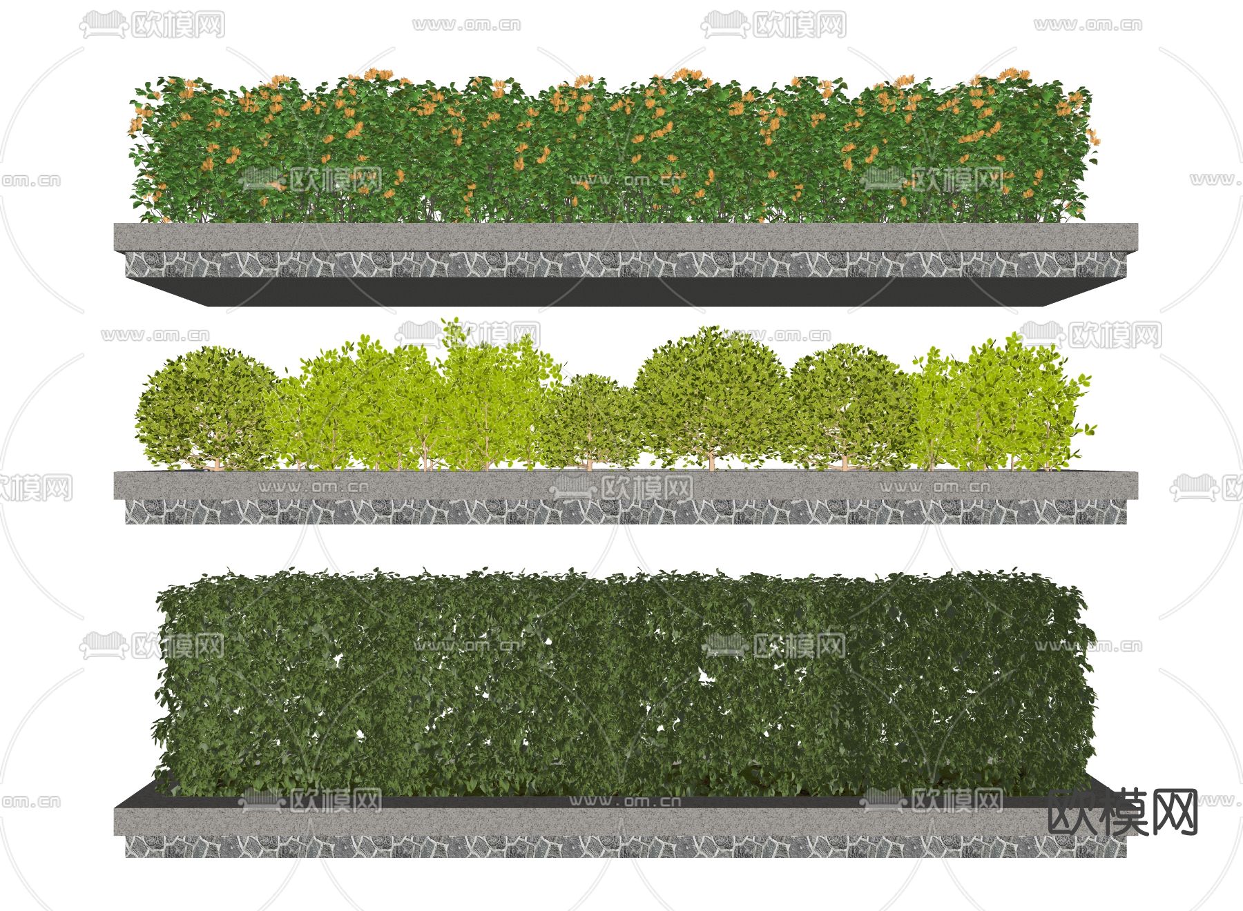 现代灌木丛su模型下载（渲染图2）