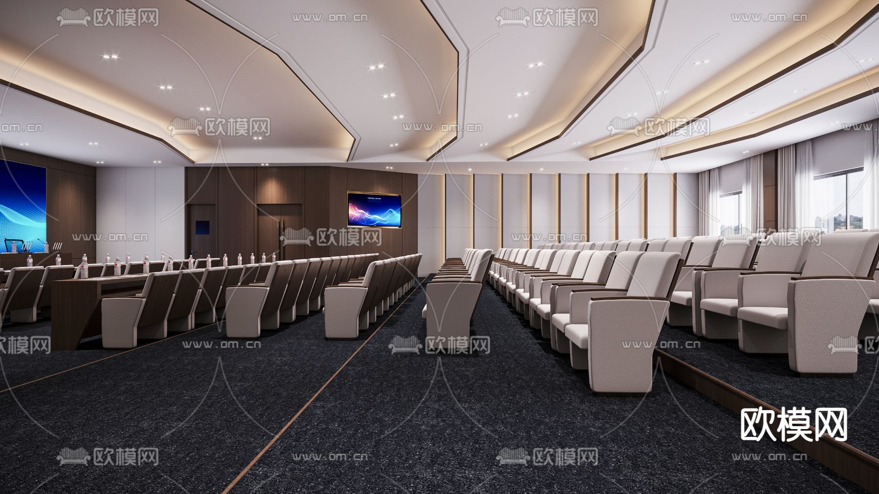 现代酒店报告厅大会议室3d模型下载（渲染图2）