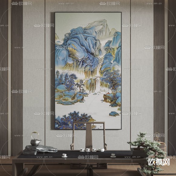 新中式装饰挂画3d模型下载