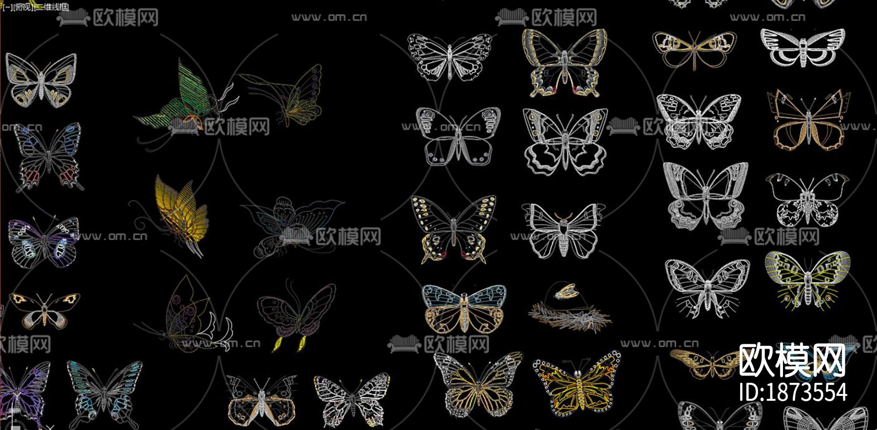 动物蝴蝶cad图库下载（渲染图9）