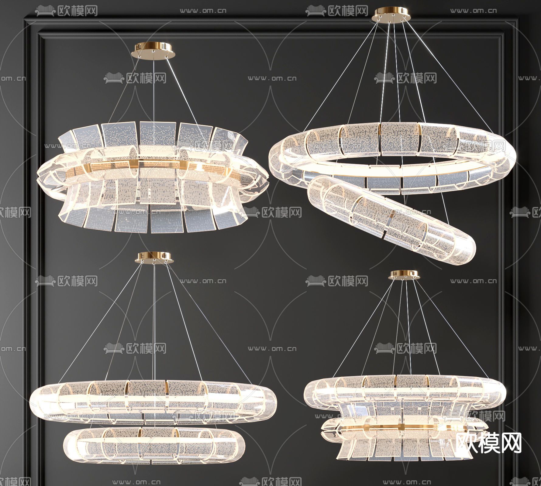 现代轻奢水晶双层吊灯3d模型下载