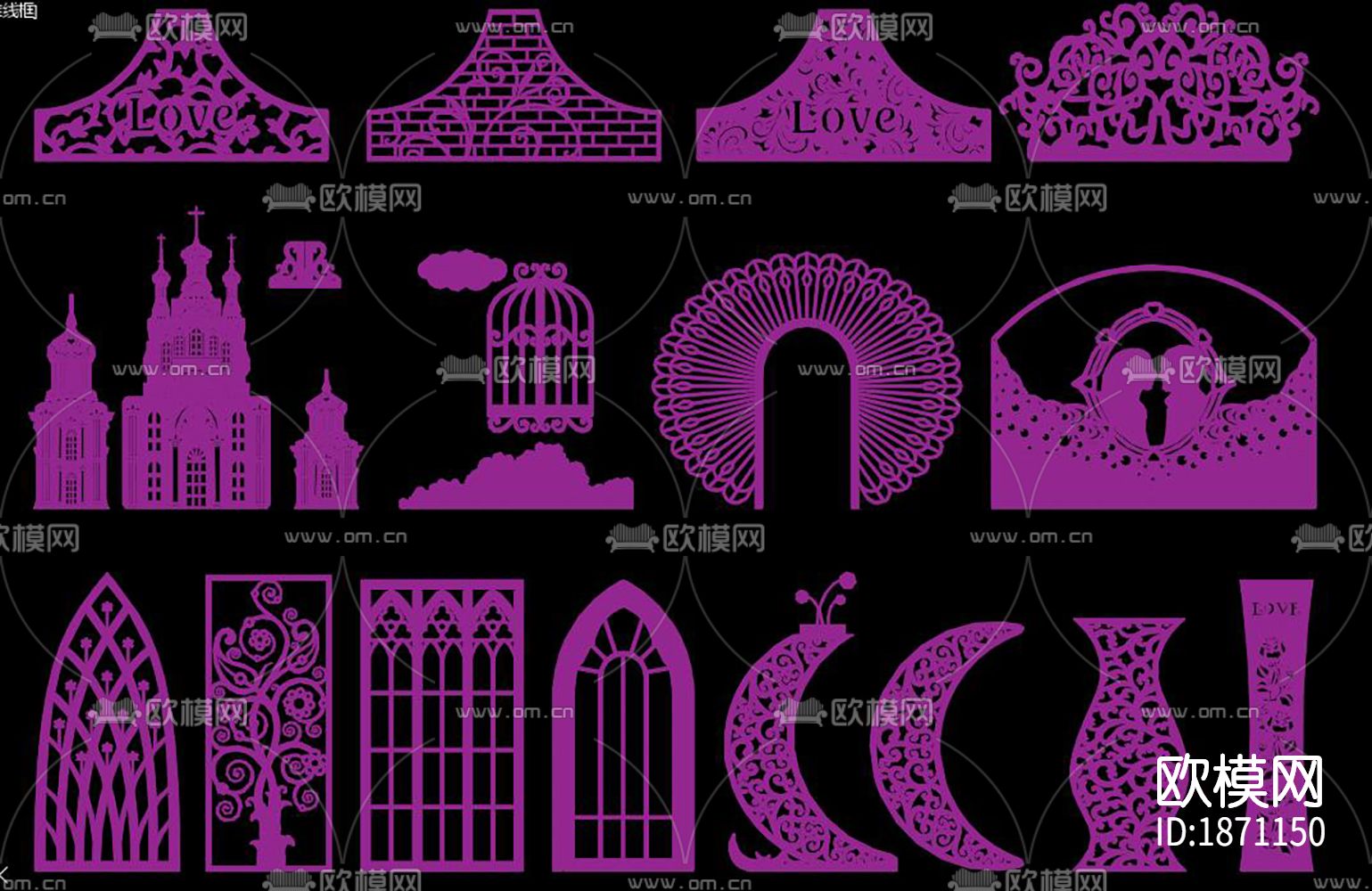 婚礼背板cad图库下载（渲染图9）