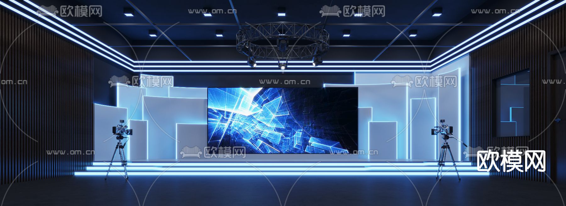 现代新闻演播室3d模型下载