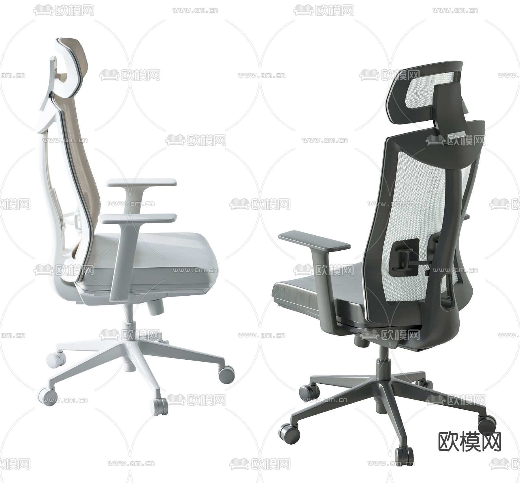 现代网布办公椅3d模型下载