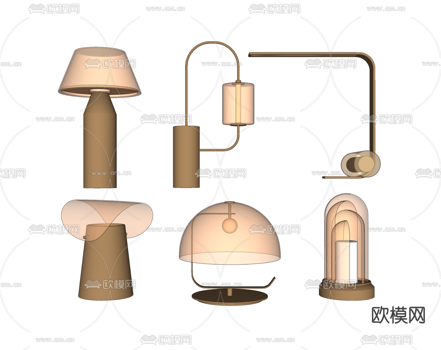 现代金属台灯su模型下载
