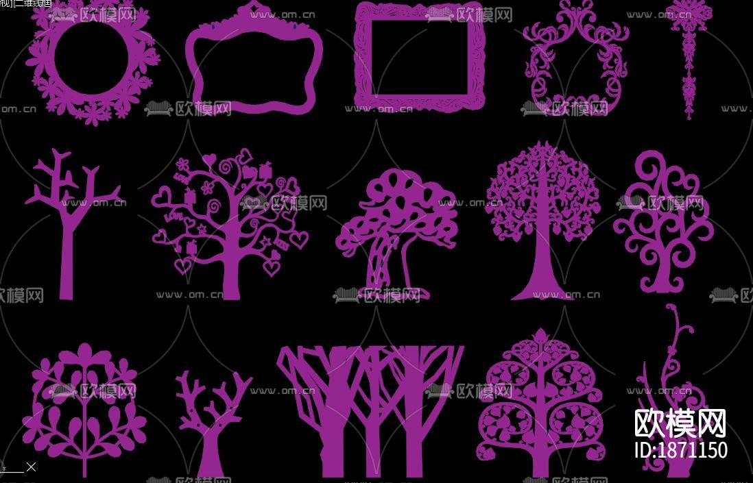 婚礼背板cad图库下载（渲染图5）