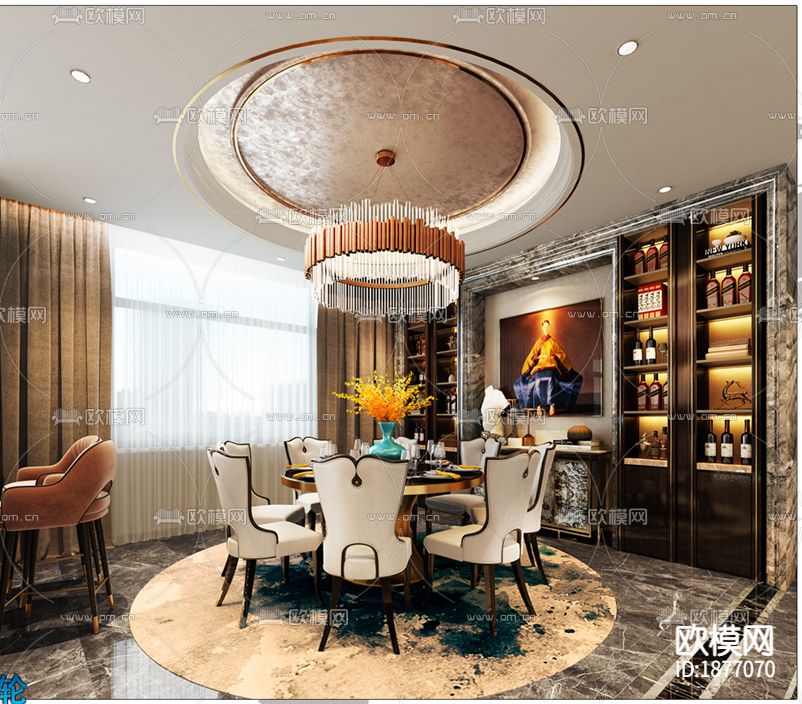 家装样板间cad施工图下载（渲染图1）