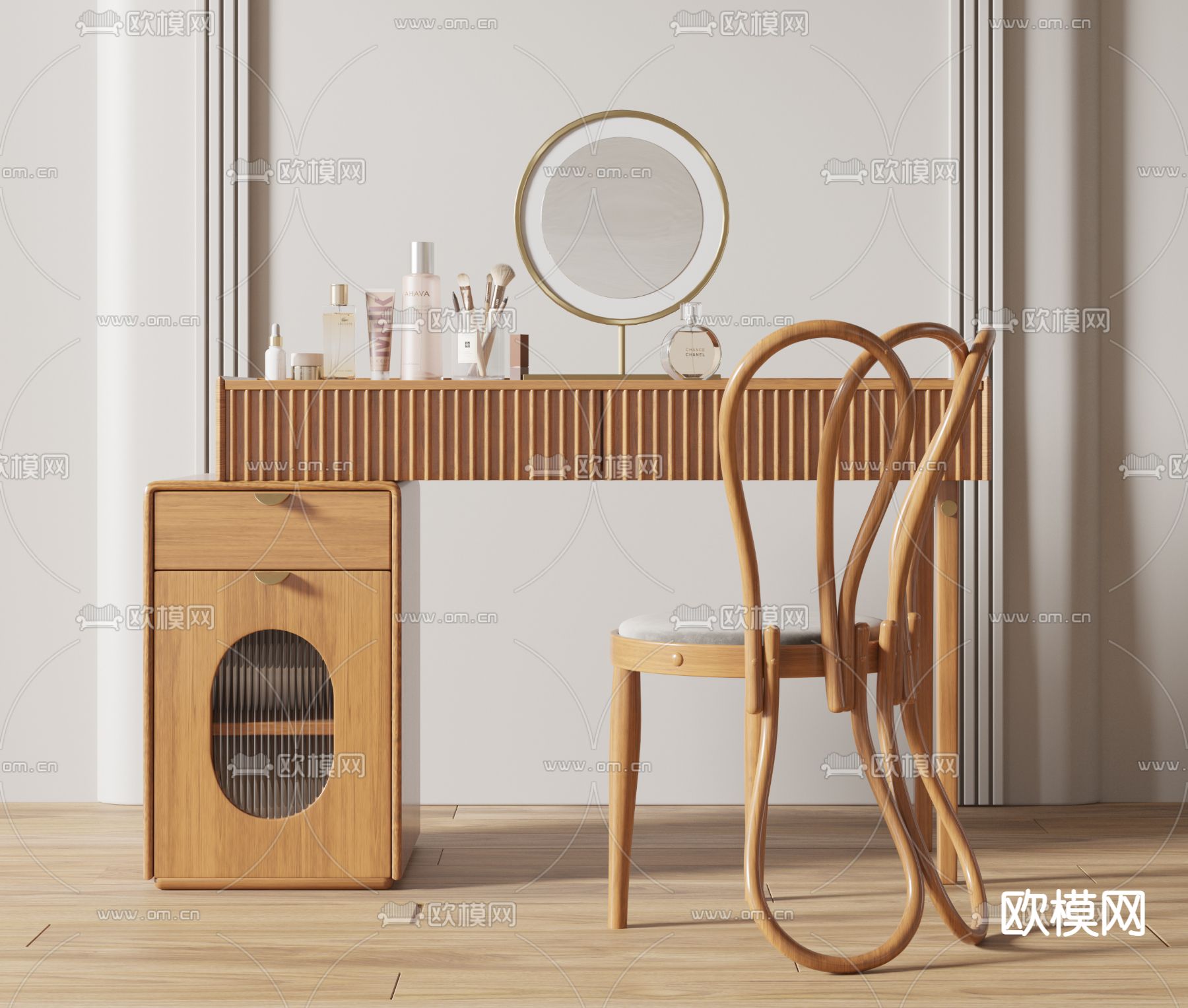 北欧实木梳妆台3d模型下载