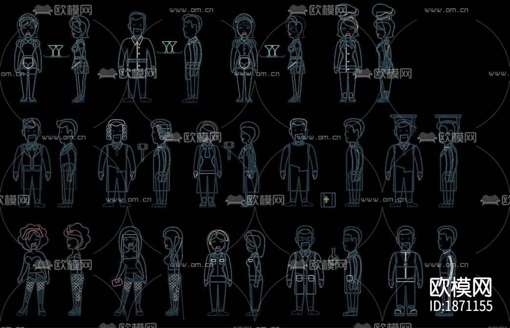 职业人物cad图库下载（渲染图9）