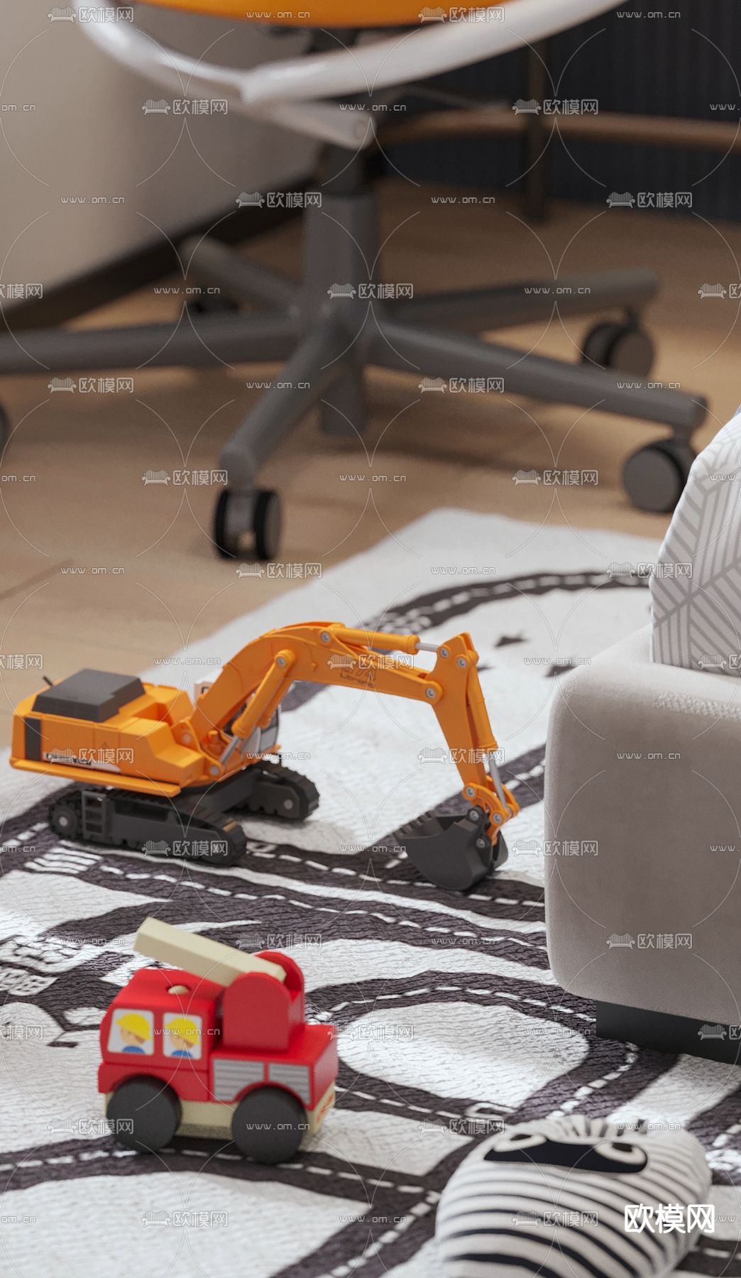 现代儿童房男孩房3d模型