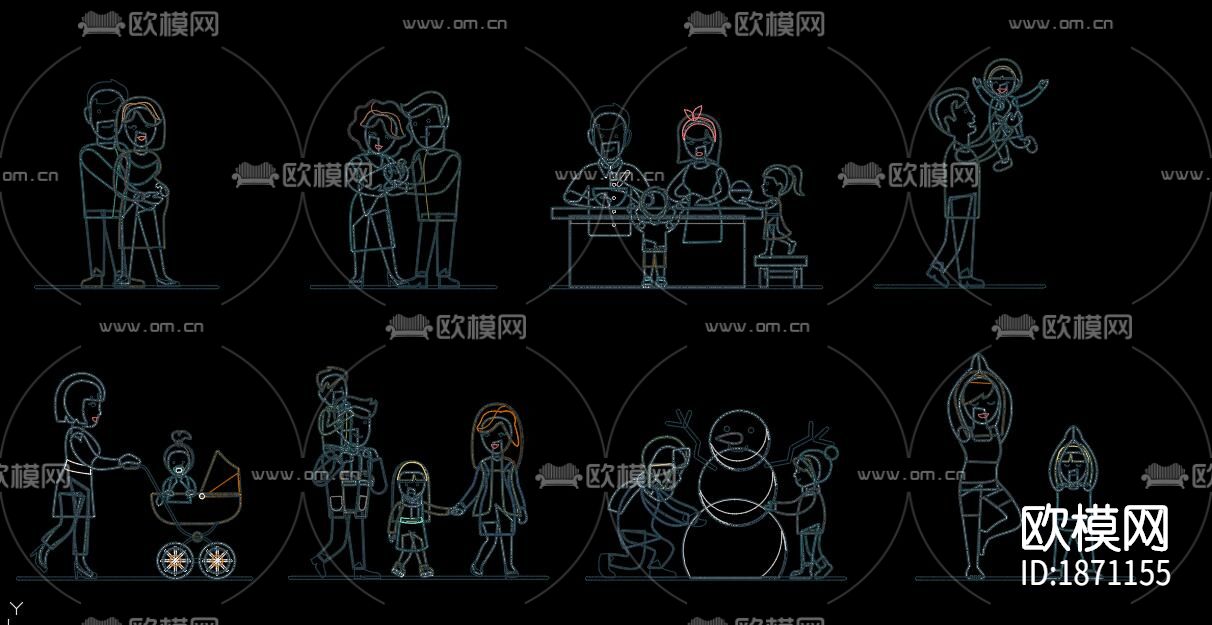 职业人物cad图库下载（渲染图8）