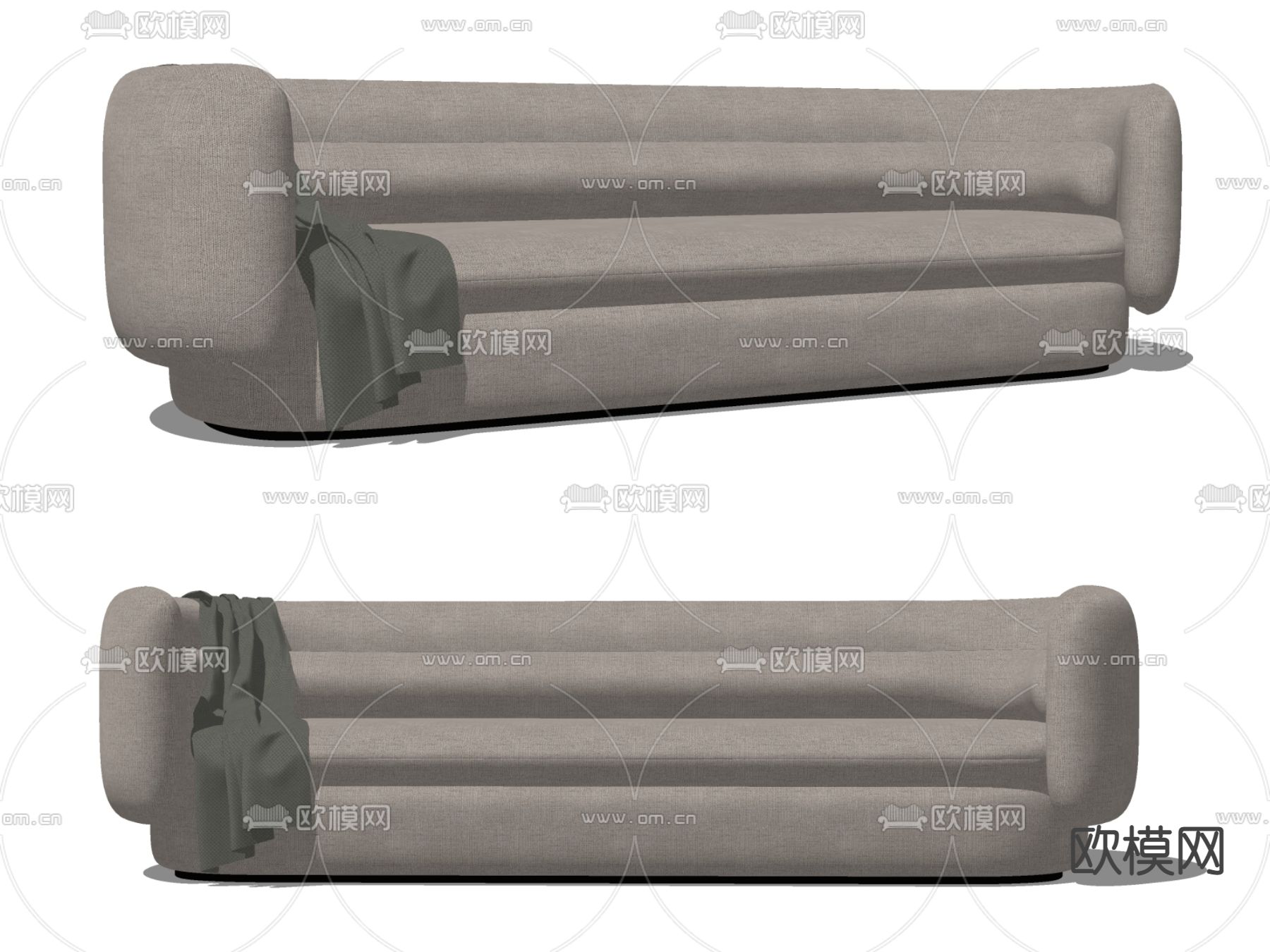 现代布艺多人沙发su模型下载（渲染图2）