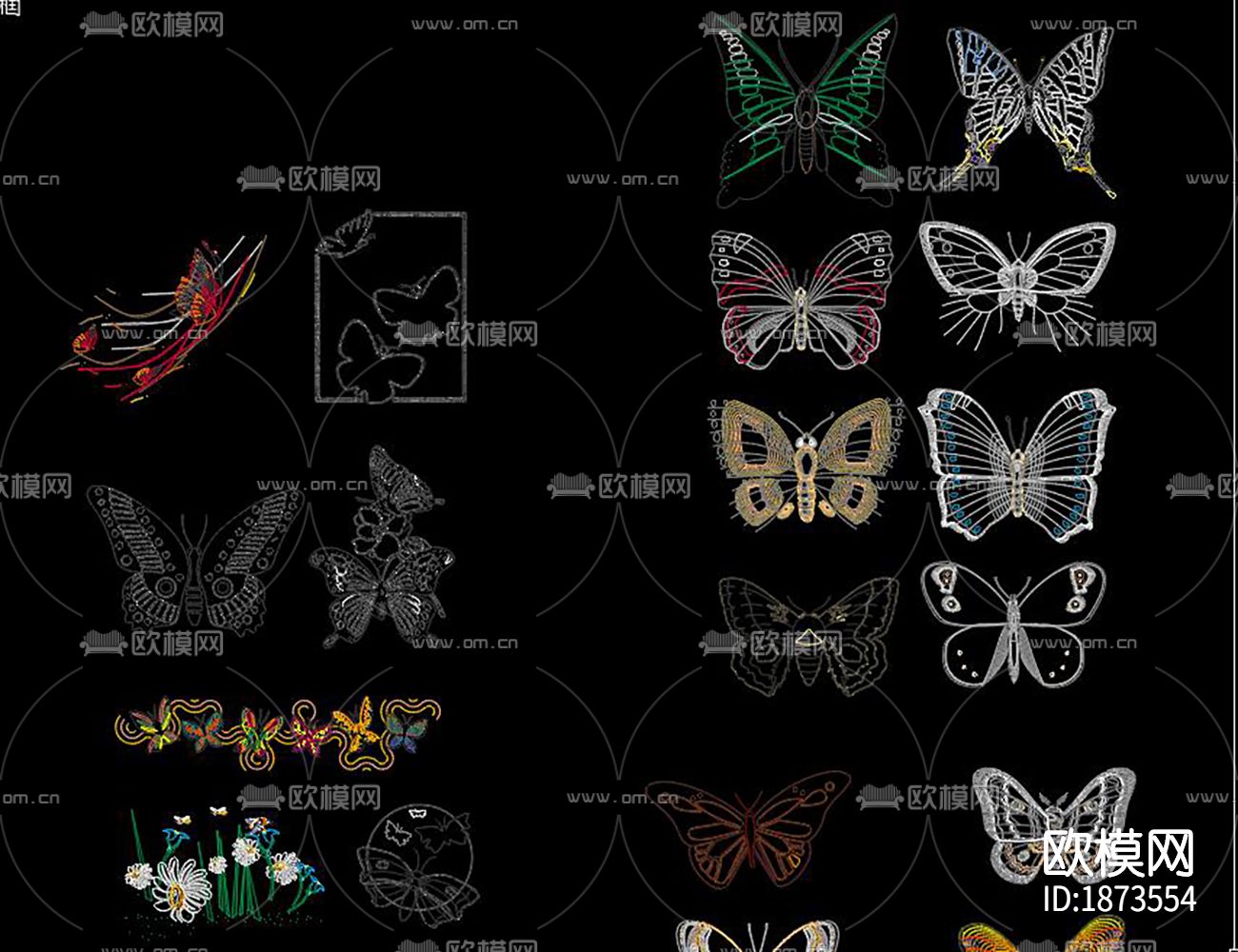 动物蝴蝶cad图库下载（渲染图3）
